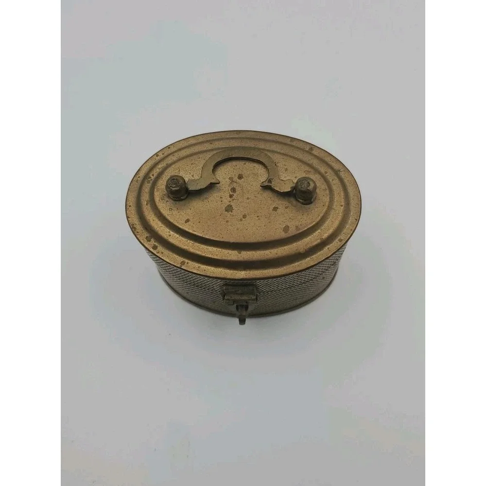 Vintage‎ Indian Handcrafted Brass Jali Cut Box Trinket Storage Stash Decorative